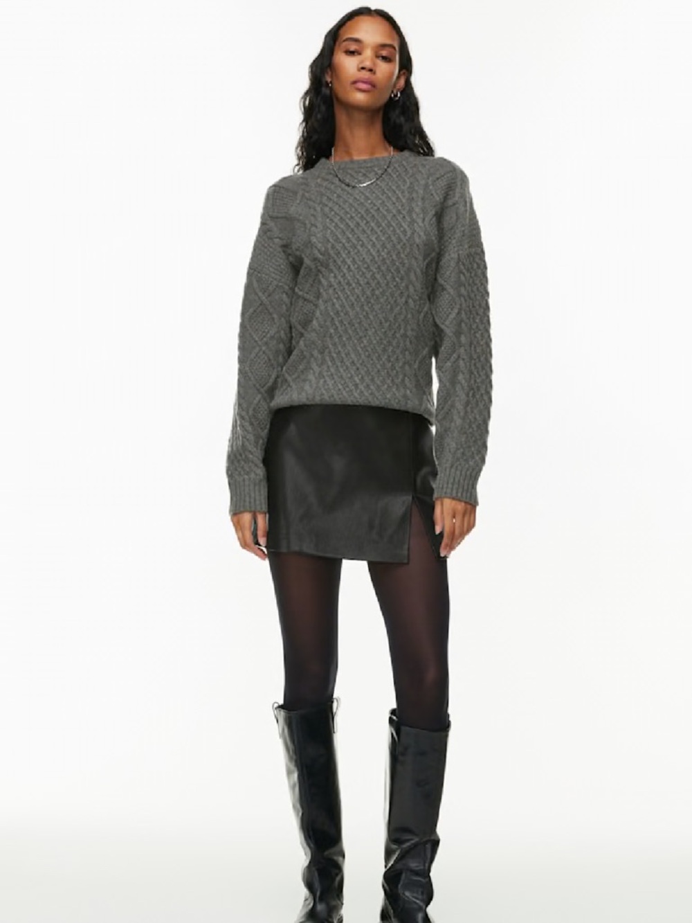 High-waisted vegan leather mini skirt